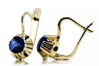 14k geltono aukso Sapyras Auskarai Vintažinis stilius vec027y